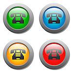 Phone icon glass button set in vector
