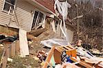 LAPEER COUNTY, MI - MARCH 15: A home heavily damaged by an F2 tornado that swept through Oregon Twp in Lapeer County, MI on March 15, 2012. The photo was taken the next day.