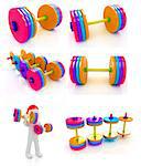 Dumbbells set on a white background