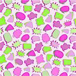 Magenta Green Seamless Speech Pattern with Chat Bubbles. Vector Background