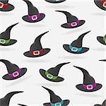 Witch Halloween Simple Hat. Seamless Vector Pattern