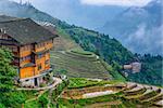Inn overlooking the village of Longsheng in Guangxi Province, China.