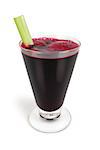 glass with beetroot juice on white background