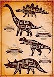 collection of vector dinosaurs with their cutting scheme
