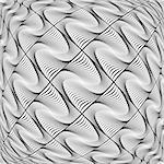 Design monochrome warped grid diamond pattern. Abstract volume textured background. Vector art