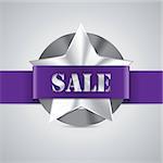 Star shaped metallic sale badge with purple ribbon