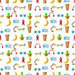 Seamless vector pattern with colored small icons for freelance or business on white background.