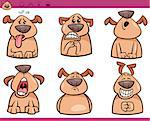 Cartoon Illustration of Funny Dogs Expressing Emotions Set