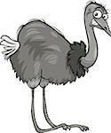 Cartoon Illustration of Funny Nandu Ostrich Bird Animal