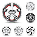 The rims set collection on the white background