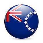 Flag of Cook Islands as round glossy icon. Button with flag design