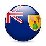 Flag of Turks and Caicos Islands as round glossy icon. Button with flag design