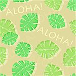 Aloha Hawaiian Green Leaf Seamless Pattern