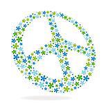 Peace sign made of flowers vector illustration