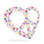 Peace heart sign made of flowers vector illustration