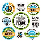 Set of vector labels for the International Day of Peace