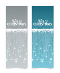 Two Christmas banners with falling stars a snow