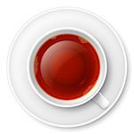 Cup of black tea over white background