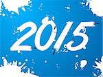 Blue wallpaper with white 2015 text and splatters