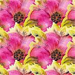 Seamless pattern - background with watercolor flowers.
