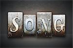 The word SONG written in vintage letterpress type