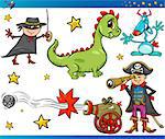 Cartoon Illustrations Set of Fairytale or Fantasy Characters