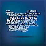 Bulgaria map made with name of cities - vector illustration