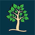 Beautiful brown tree with green leaves vector illustration