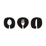 Black abstract restaurant menu design with cutlery isolated