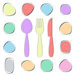 Restaurant menu icon with cutlery in colorful frame