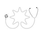 Stethoscope in shape of star in light design on white background