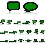 Icon set showing cartoon speech bubbles combined with different variations of the words Talk, Comment, and Reply