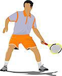 Tennis player. Colored Vector illustration for designers