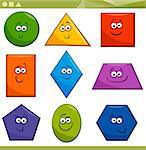 Cartoon Illustration of Basic Geometric Shapes Funny Characters for Children Education