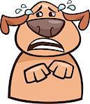 Cartoon Illustration of Funny Dog Expressing Sadness and Crying