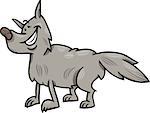 Cartoon Illustration of Funny Gray Wolf Wild Animal