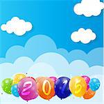 Color Glossy Balloons 2015 New Year Background Vector Illustration. EPS10