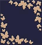 Illustration cute card with butterflies, composition made in carton paper - vector