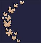 Illustration holiday card with carton paper butterflies - vector