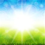 Vector illustration of a beautiful summer background with green grass