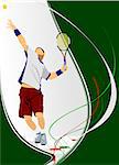 Man Tennis player poster. Colored Vector illustration for designers