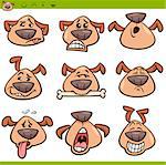 Cartoon Illustration of Funny Dogs Expressing Emotions or Emoticons Set