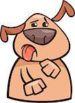 Cartoon Illustration of Funny Disgusted Dog Expressing Yuck