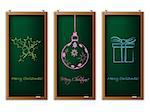 Christmas label set of three with scribbled christmas decorations