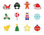 Xmas vector clean color icons set