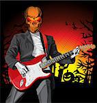 Vector Halloween scary punk man with the guitar