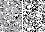 Skulls and cross bones, skeleton, seamless patterns, vector set