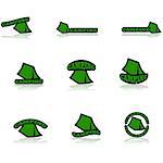Icon set showing a green tent combined with different variations of the word camping