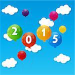 Color Glossy Balloons 2015 New Year Background Vector Illustration