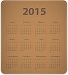 Calendar for 2015 year on brown leather background in Spanish. Vector illustration